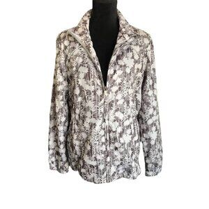 Lands' End Women's Floral Windbreaker in Gray - Size M (10-12)